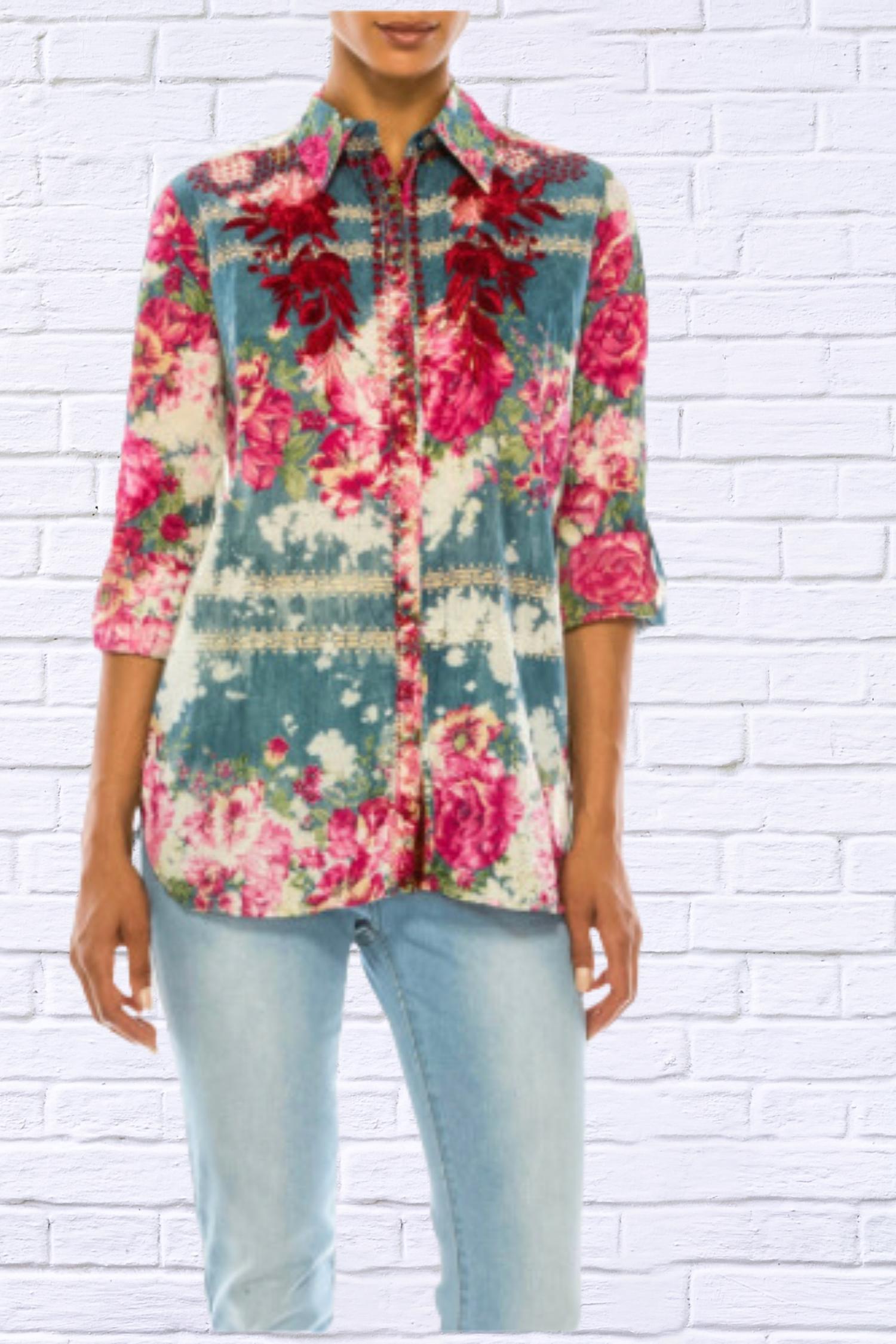 Vintage Goa - Floral Printed Shirt With Embroidery