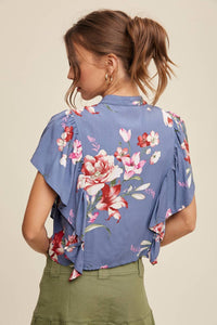 Listicle - Floral Flutter Sleeve Blouse