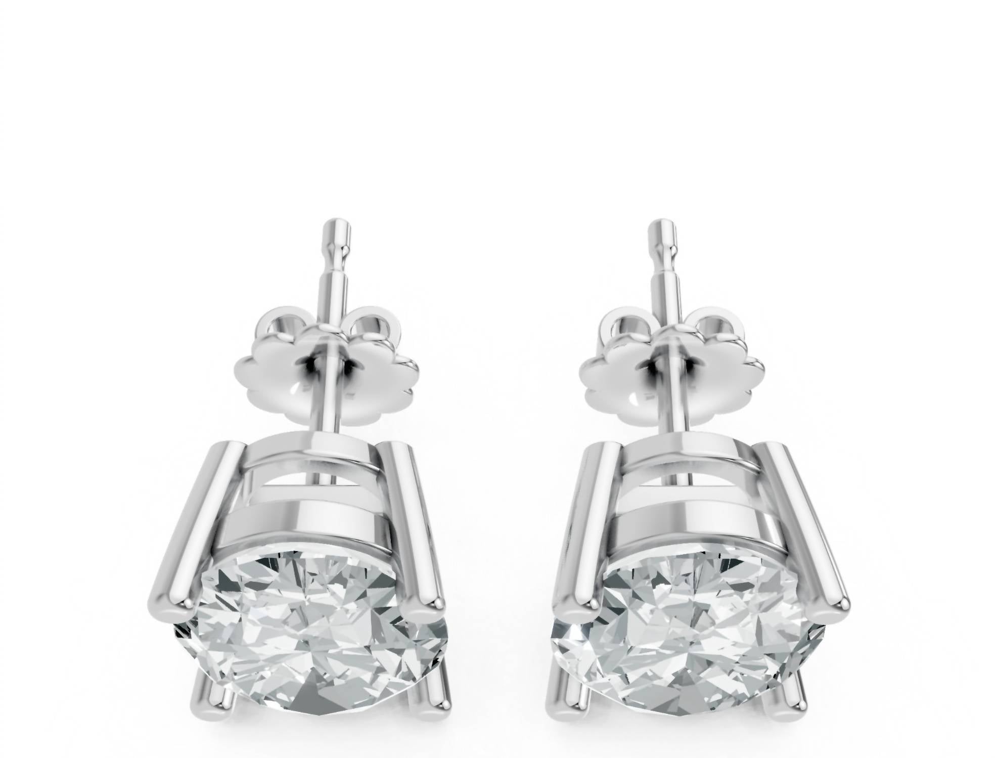 Aamiaa - Women's Oval Shape 4 Prong Push Back Studs
