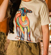 BELLA + CANVAS Pop Of Color Lamb Graphic Tee in white - women's t-shirt
