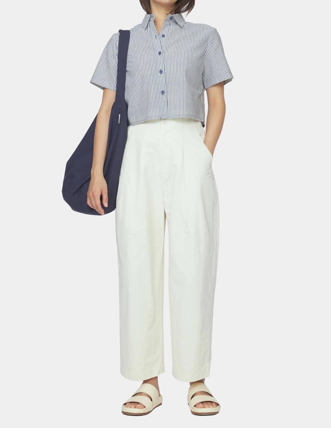 7115 By Szeki - Striped Cropped Shirt