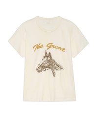 The Great. - Boxy Crew Tee With Spice Horse Embroidery