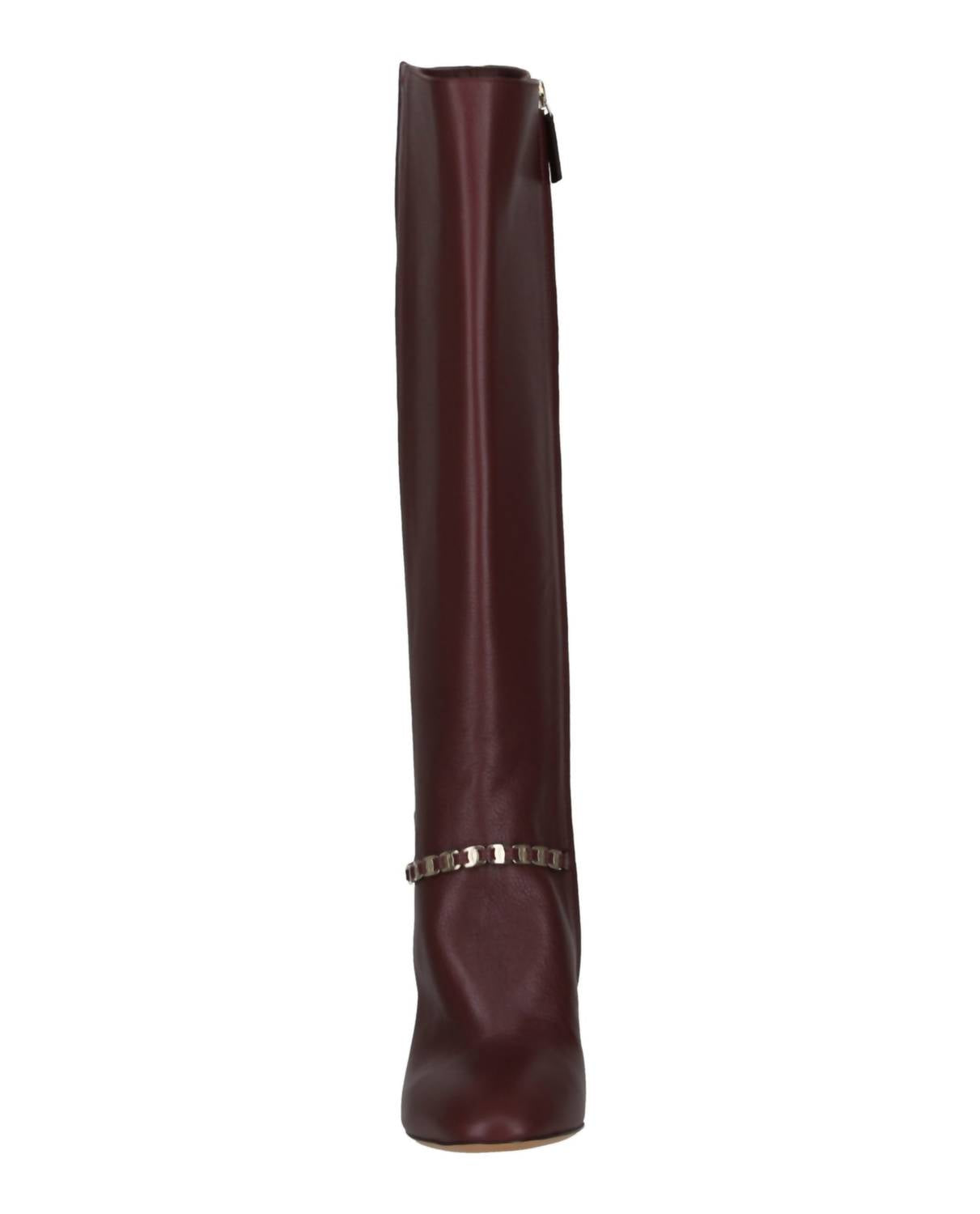 Salvatore Ferragamo Women's Triba Leather Knee-high Boots in burgundy - women's shoe - view 4