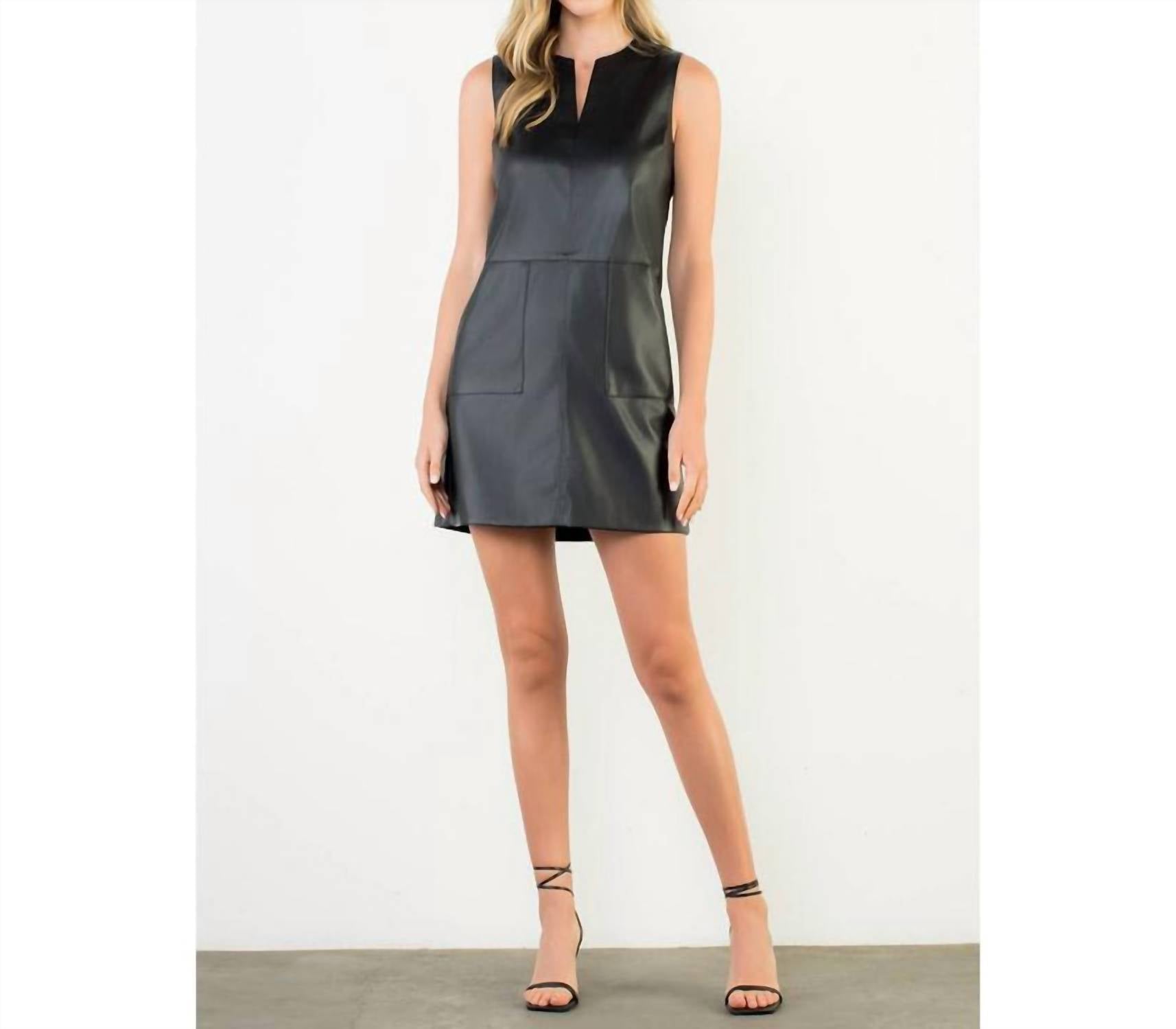 Thml - Sleeveless Faux Leather Pocket Mini Dress
