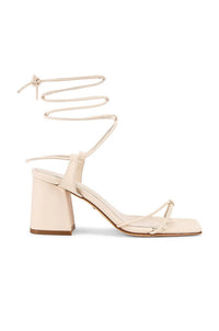 RAYE Women's Voyage Heel Leather Square Toe Sandals in bone white - women's sandal