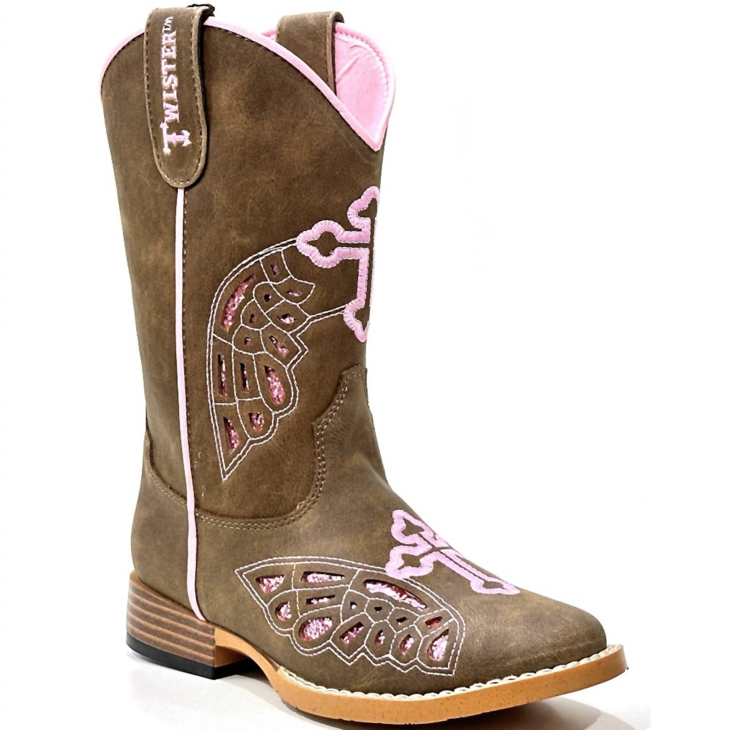 Tanner Mark Girl's Twister Angel Boots in pink brown - kids' boots