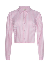 L'Agence Stripe Cosette Crop Shirt in pink - women's shirt - view 6