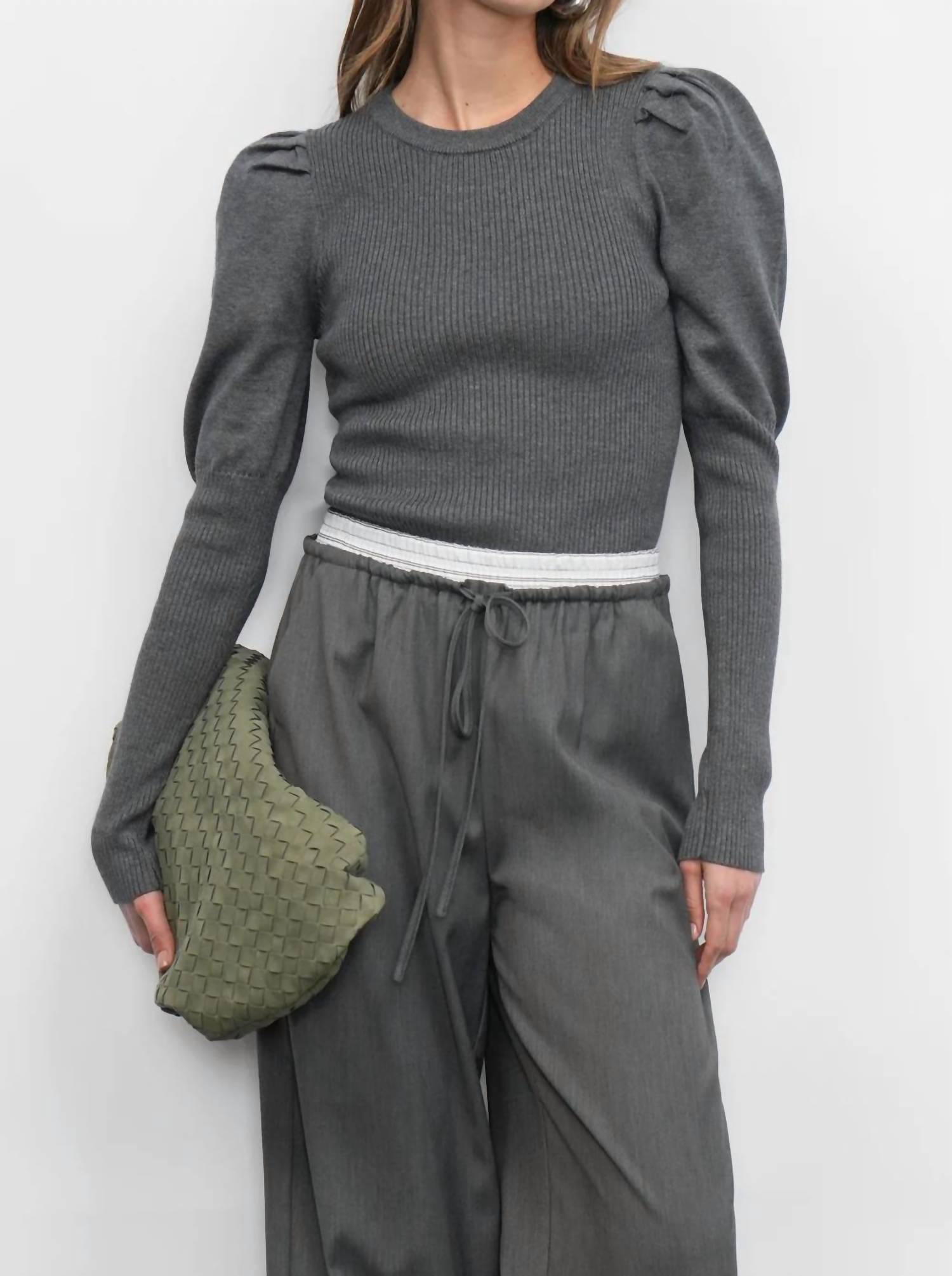 Greylin - renoa puff sleeve ribbed knit top