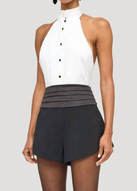 RONNY KOBO Delilah Halter Bodysuit in white - women's shirt