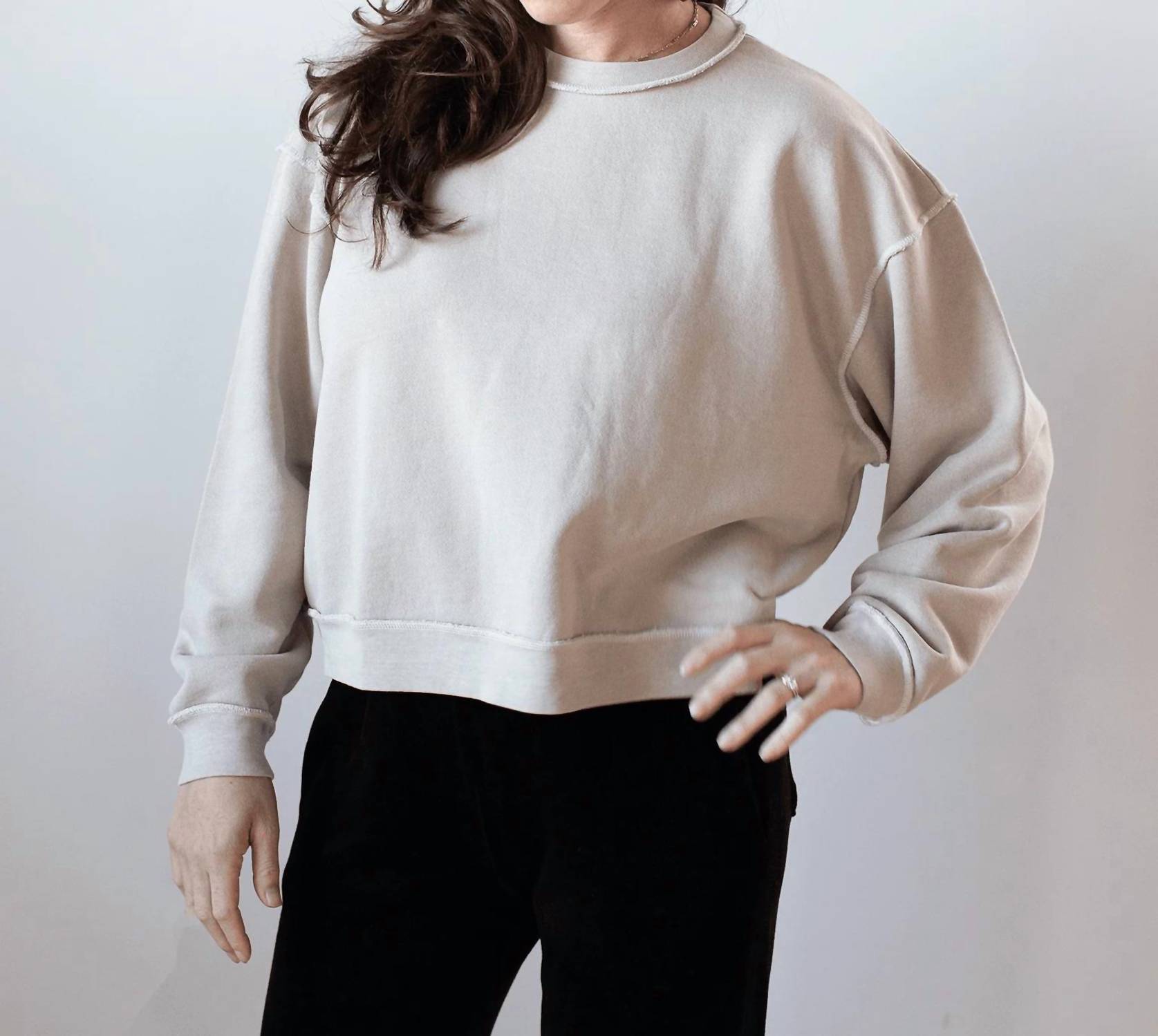 NSF Kenya Oversize French Terry Crew Sweatshirt in faded taupe - women's top