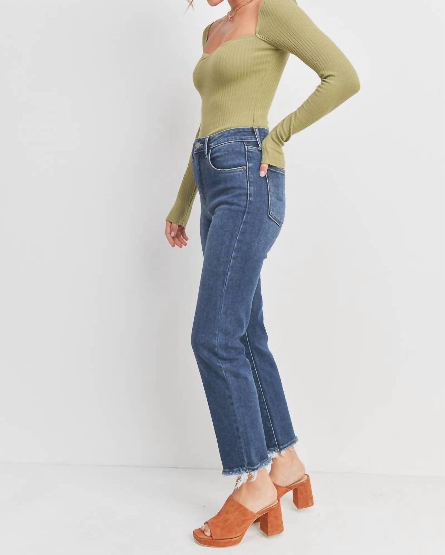 Just Black Denim - Straight With Pocket And Hem Bust Jeans