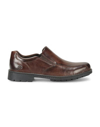 Born Men's Laken Slip On in brown bark - men's loafer - detail view