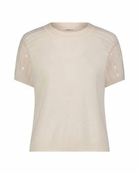 Minnie Rose - Women's Cashmere Raglan Crew Tee With Sequined Sleeves