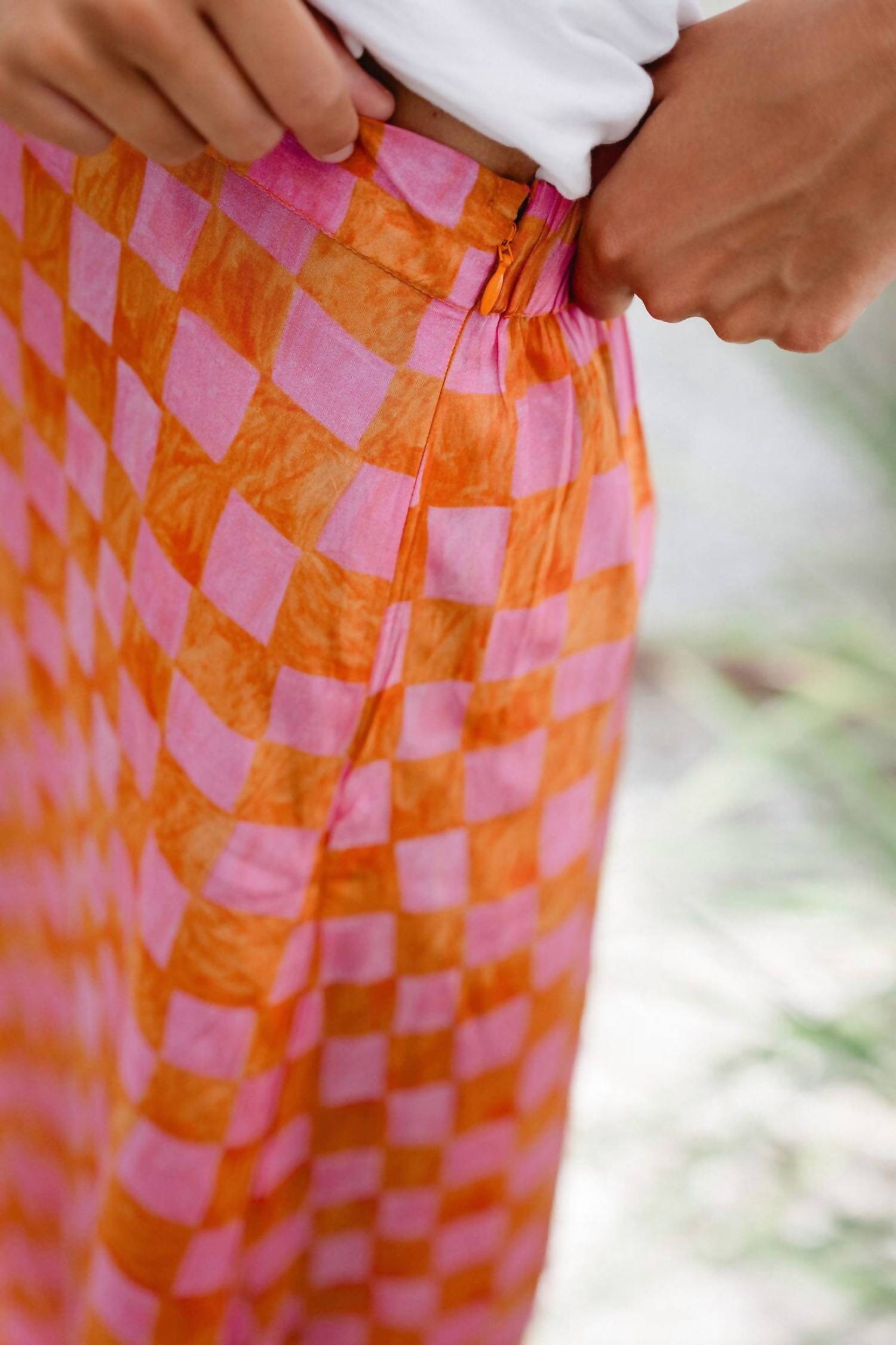 BRITON COURT Tiffany Skirt in checker pink - women's skirt - alternate view
