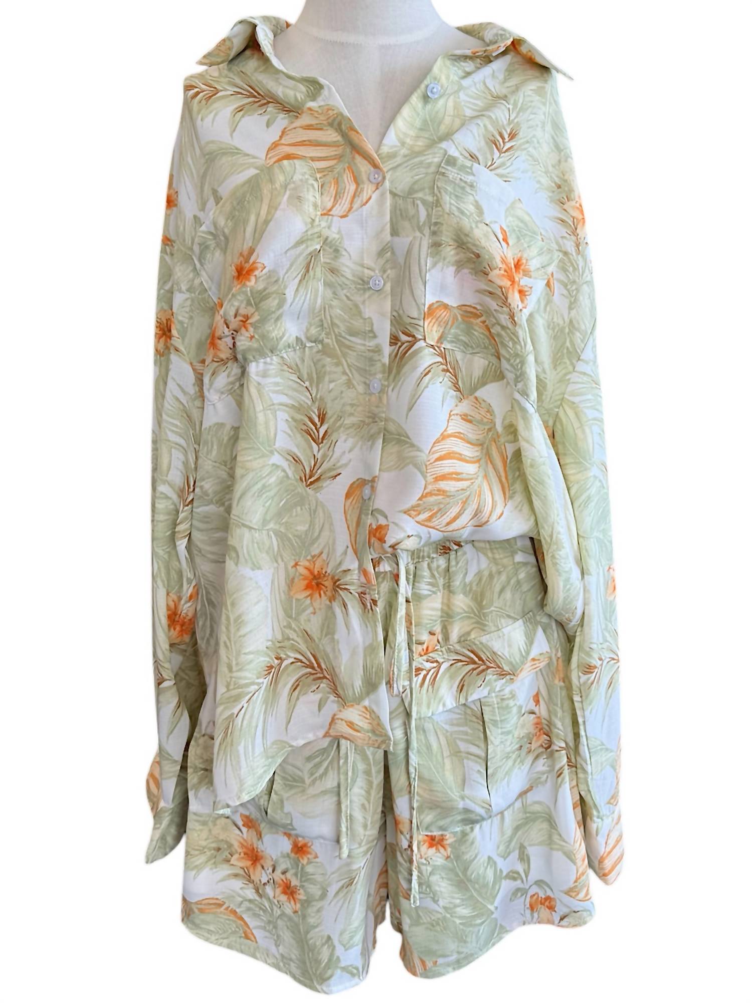 Polagram - Leaf Print Button Up