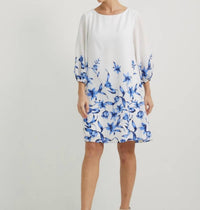 Joseph Ribkoff 3/4 Sleeve Floral Shift Dress in vanilla multi - women's dress