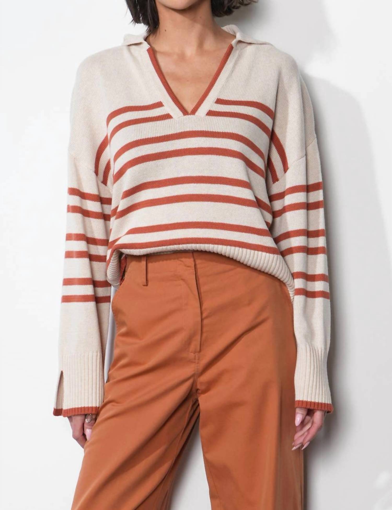 Greylin - Collared Stripe Sweater