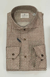 Emanuel Berg Men's Long Sleeve Button Down Shirt in brown - men's shirt