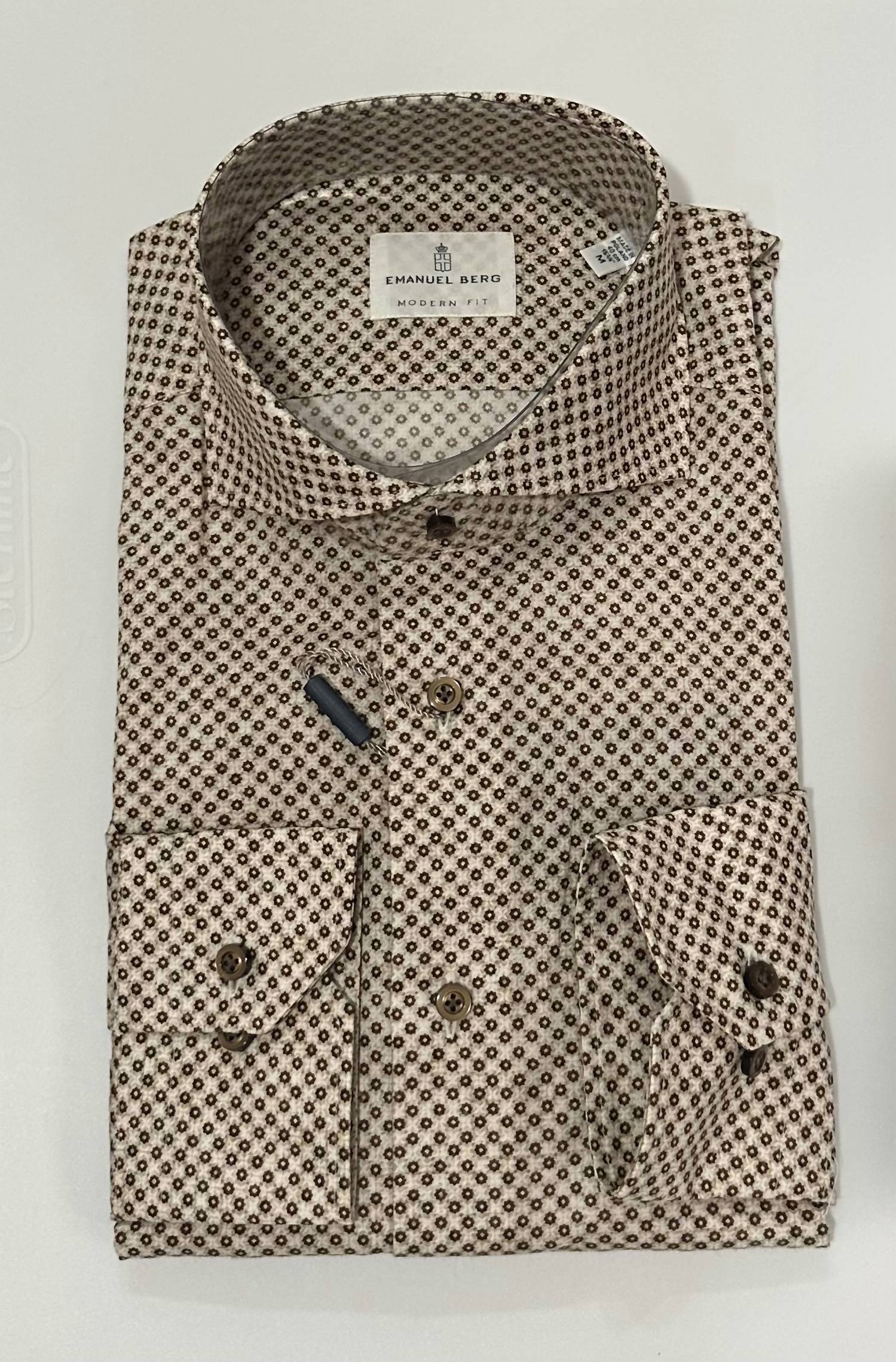 Emanuel Berg Men's Long Sleeve Button Down Shirt in brown - men's shirt