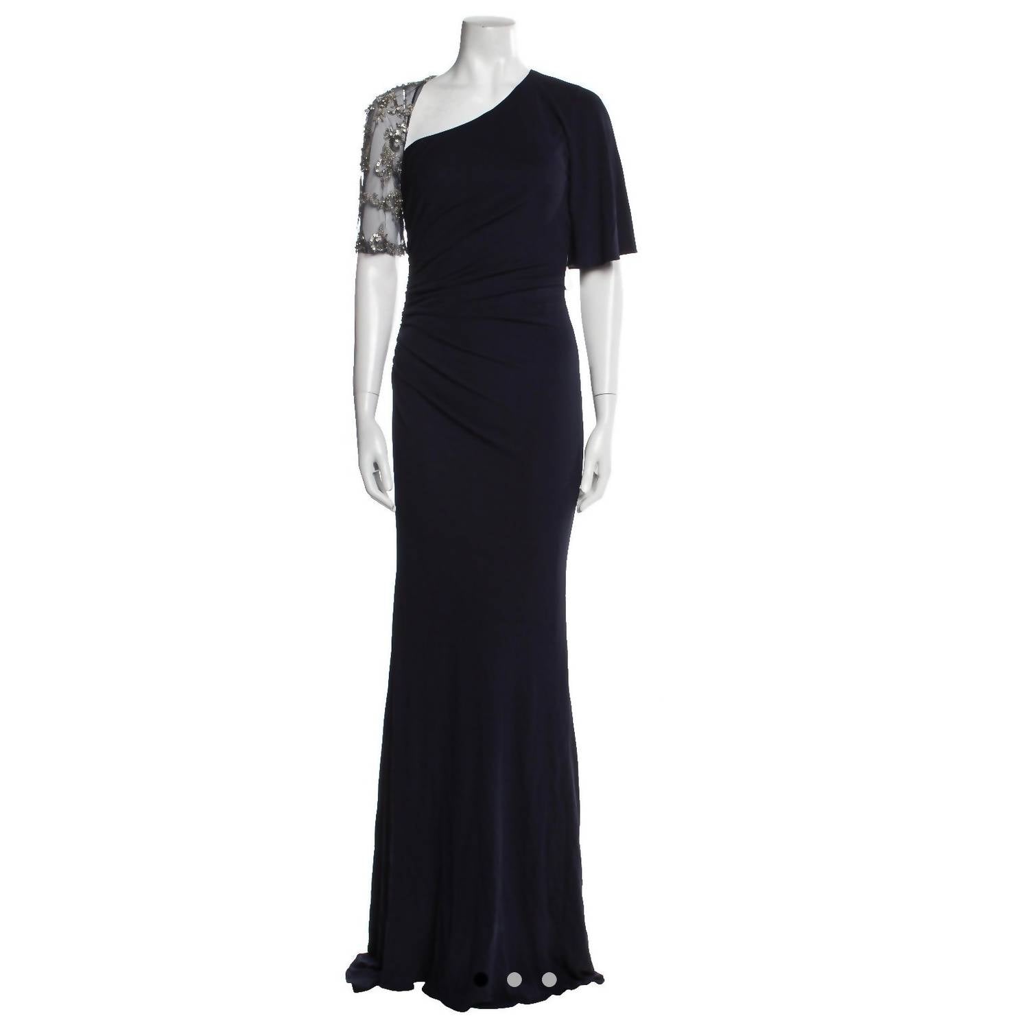 Badgley Mischka - One Shoulder Beaded Formal Maxi Dress