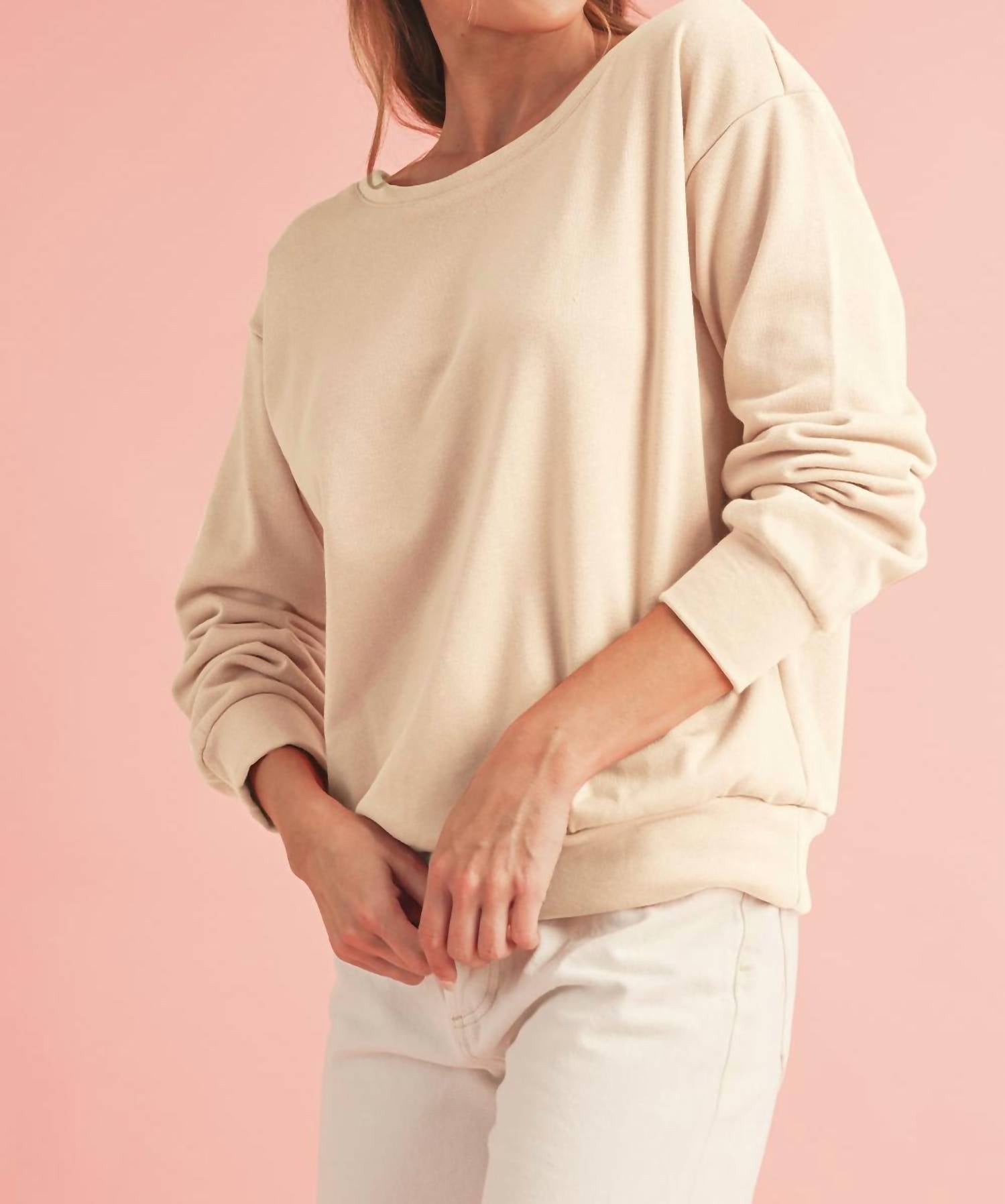 Shewin - Bowknot Round Neck Sweatshirt