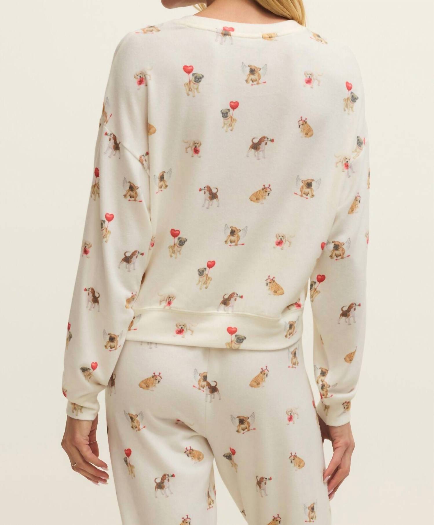 Z Supply Bisous Love Pup Top in vanilla ice 4 - women's long sleeve top - alternate view