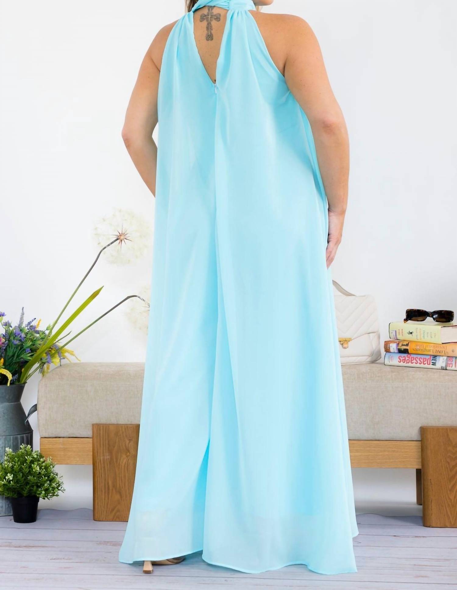 Karen T Design - Solid Color Halter Jumpsuit