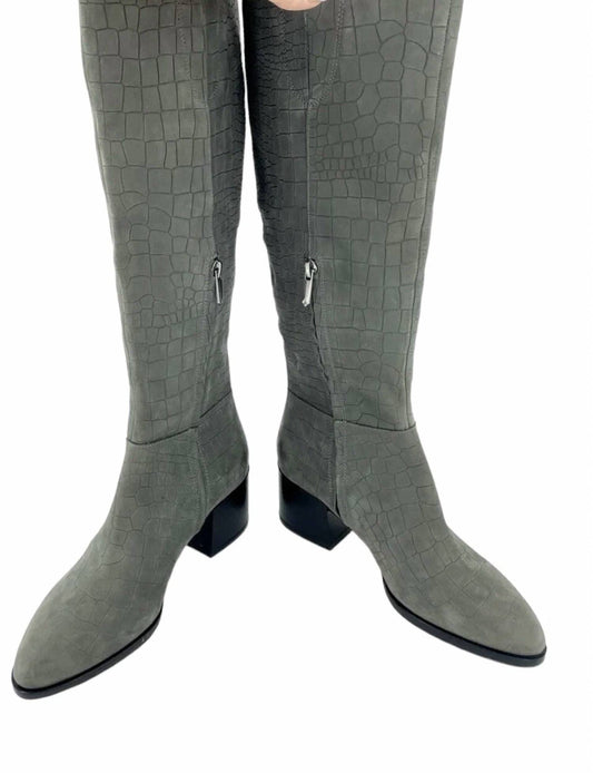 Sam Edelman - Women's Joelle Croc Embossed Suede Leather Tall Boots