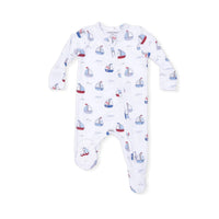 Angel Dear - Kids Bubbly Sailboats Bamboo 2 Way Zipper Footie