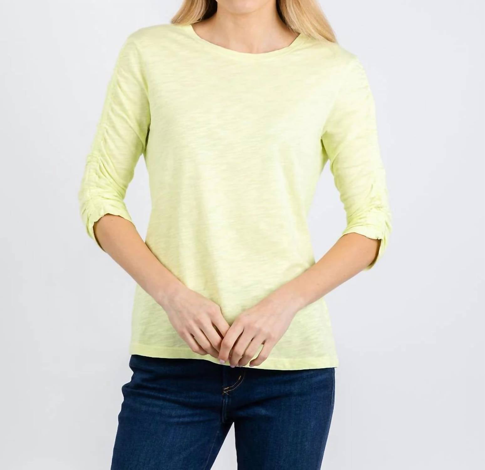 Elliott Lauren - Crissy Crew Neck Ruched Sleeve Tee