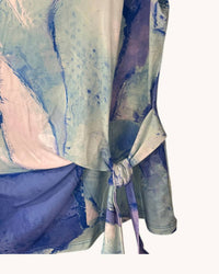 Clara Sun Woo Women's Soft Knit Top in blue multi - women's blouse - detail view