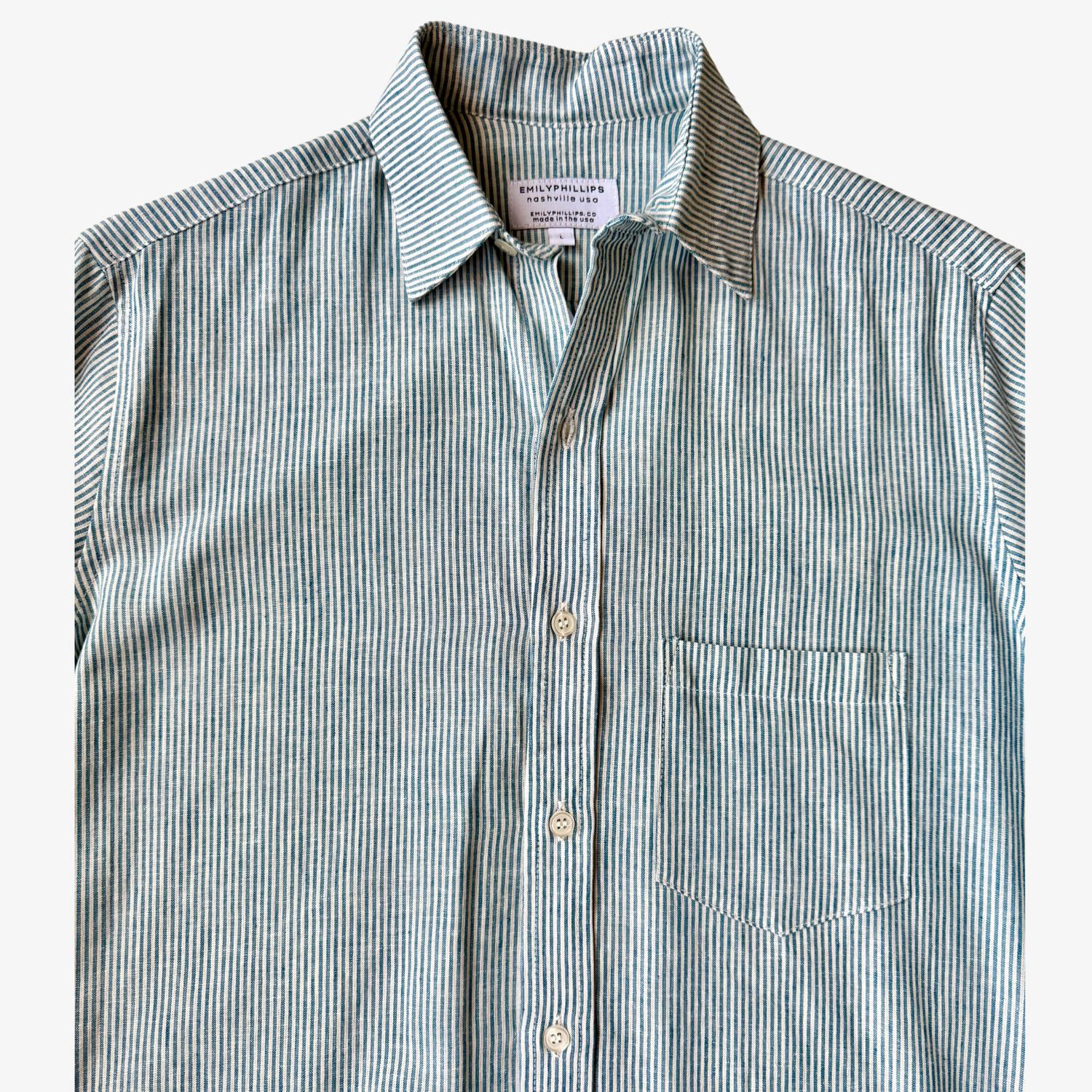 Emily Phillips - Women's Striped Linen Girlfriend Mini Dress