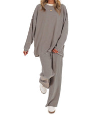 Things Between - Well Defined Stripe Fleece Oversized Top