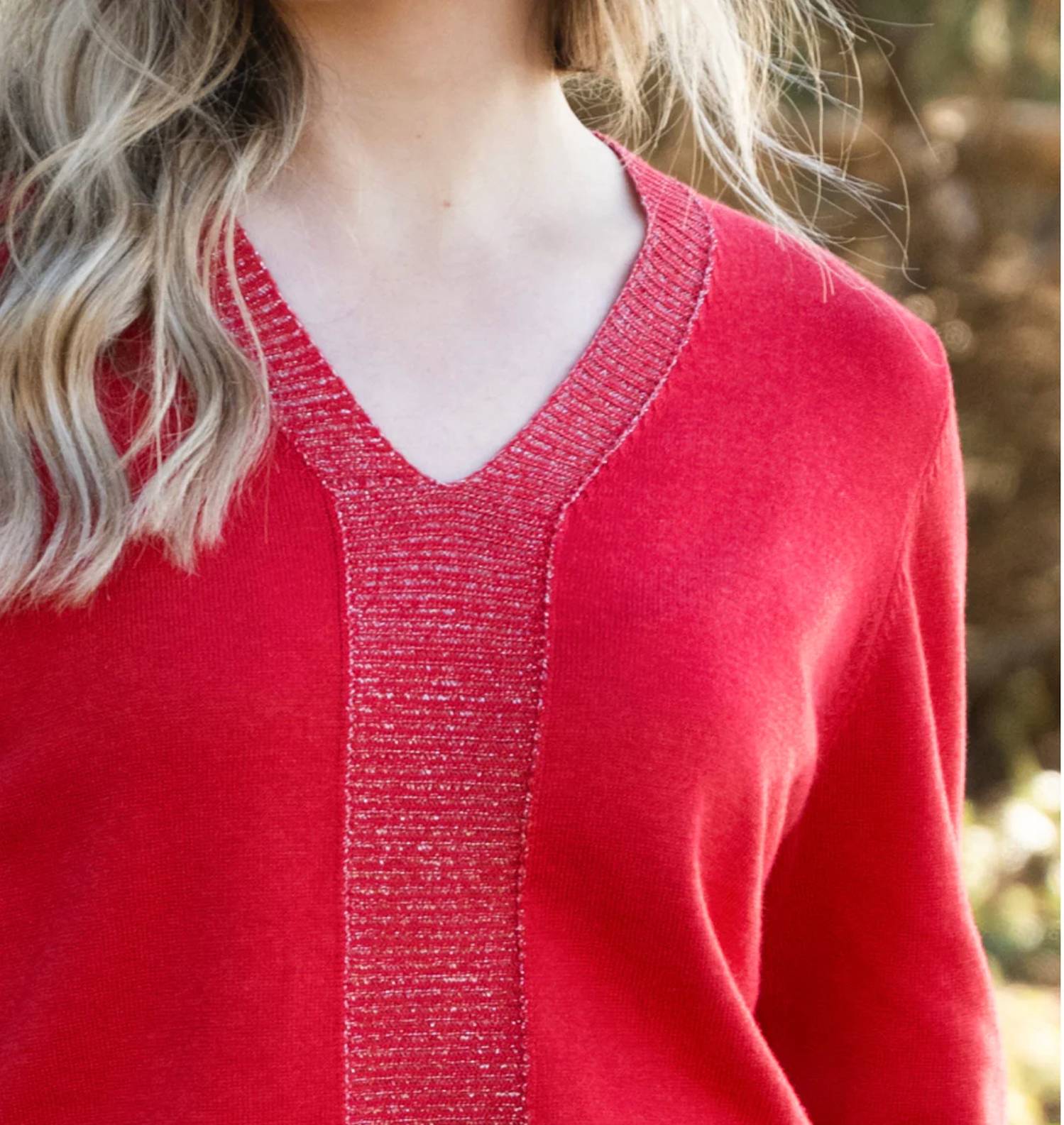 Marble - V-neck Long Sleeve Sweater