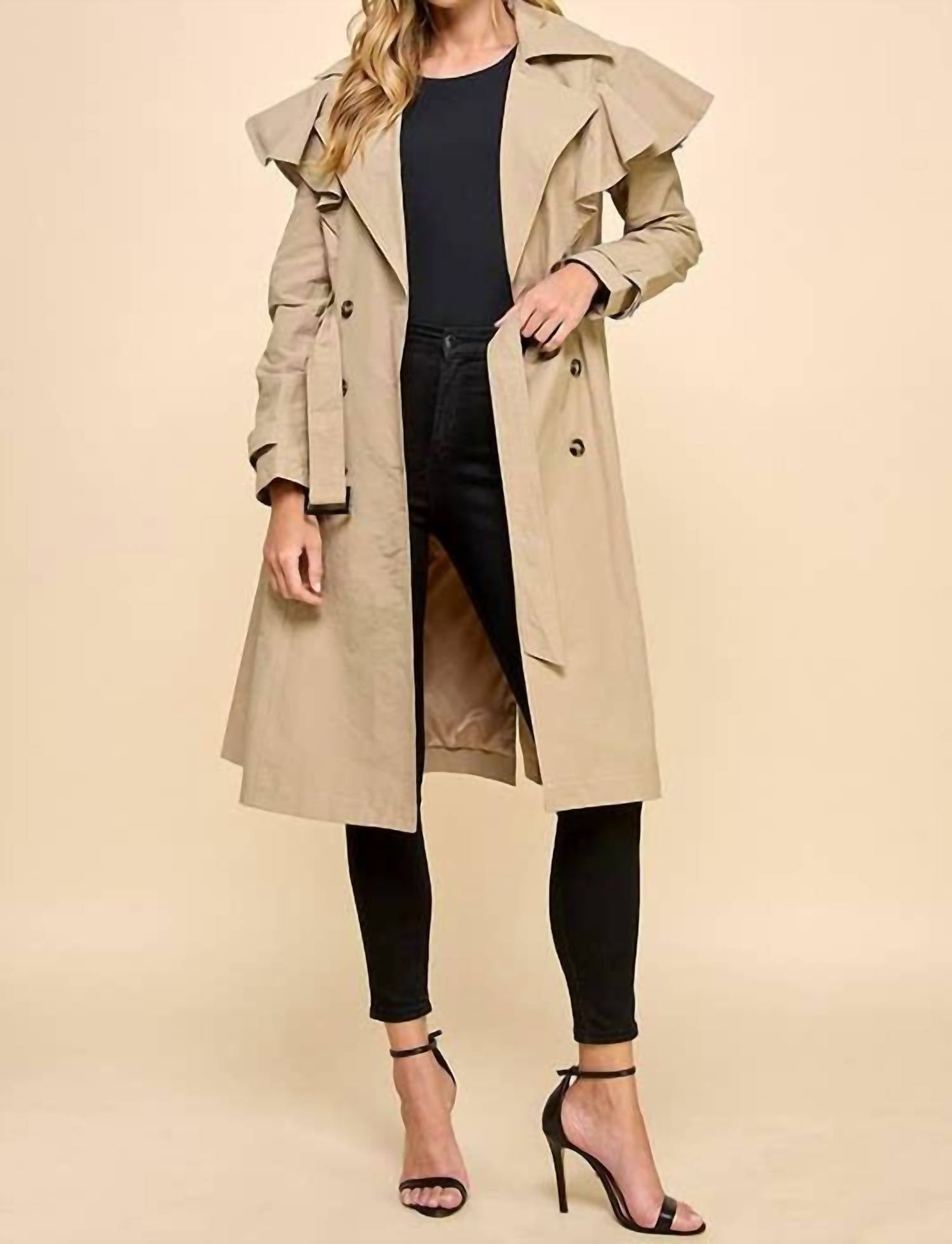 Tcec - Ruffle Detail Trench Coat