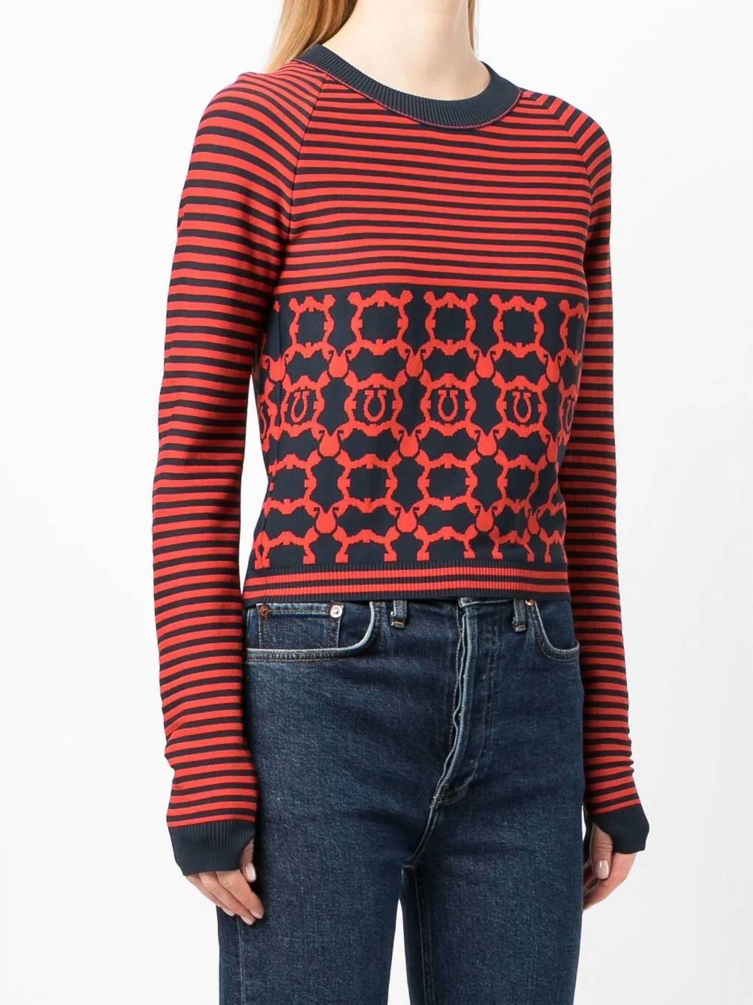 Salvatore Ferragamo - Striped Gancini Long Sleeve Top