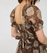 Blu Pepper - Floral Sweetheart Back Tie Midi Dress
