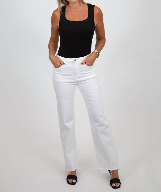 Mica Denim - High Rise Wide Leg With Raw Hem Jeans