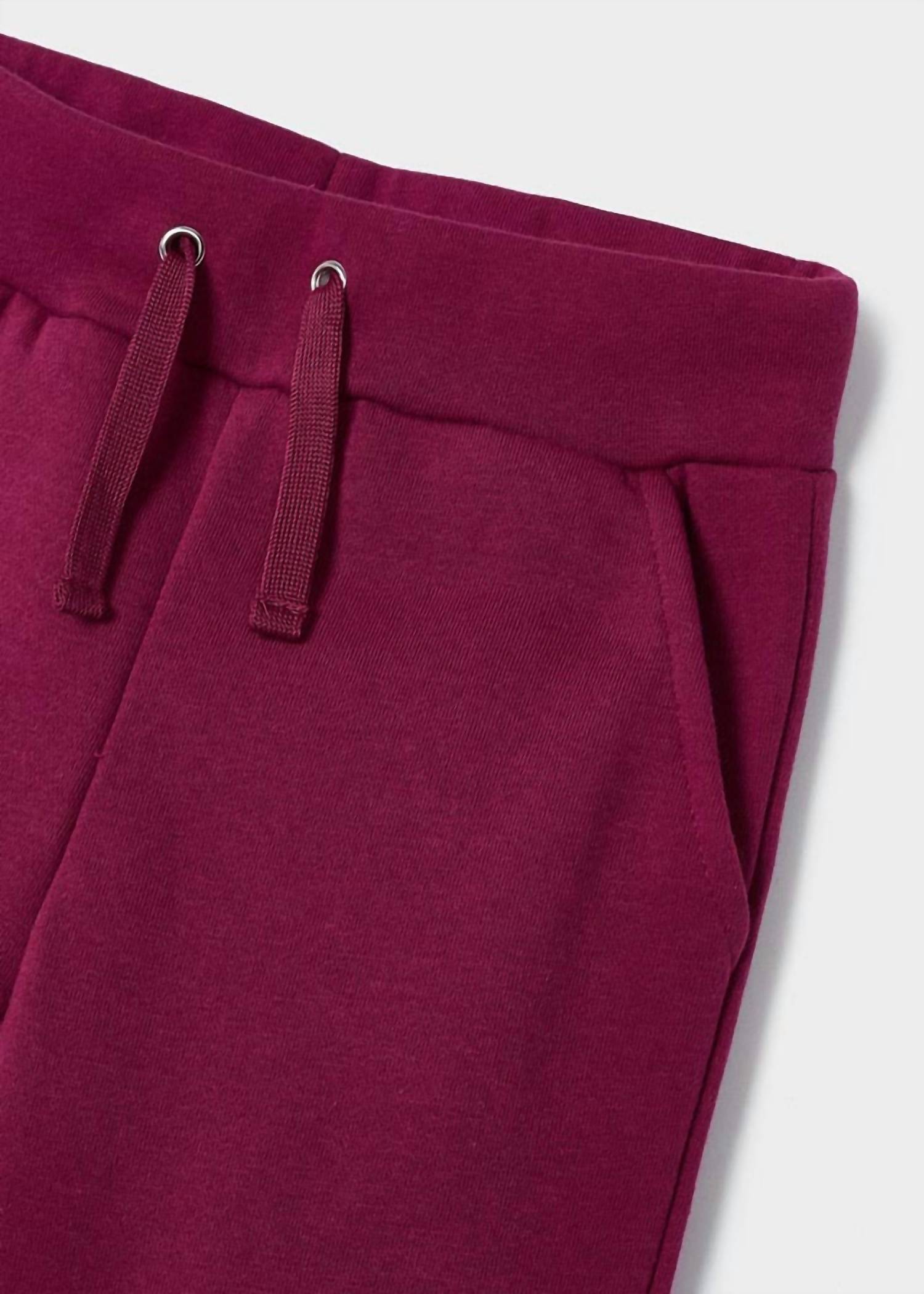 Mayoral Girl's Cotton Knit Jogger in berry - kids' joggers - detail view