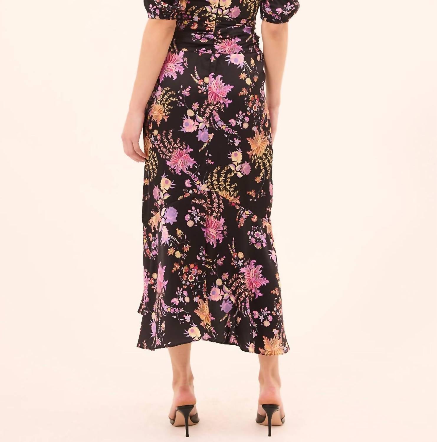 Misa Los Angeles Rosalie Wrap Midi Dress in dusted cluster - women's dress - alternate view