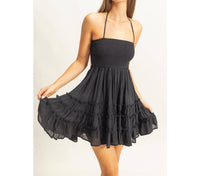 Hyfve - Dakota Smocked Halter Neck Tiered Mini Dress