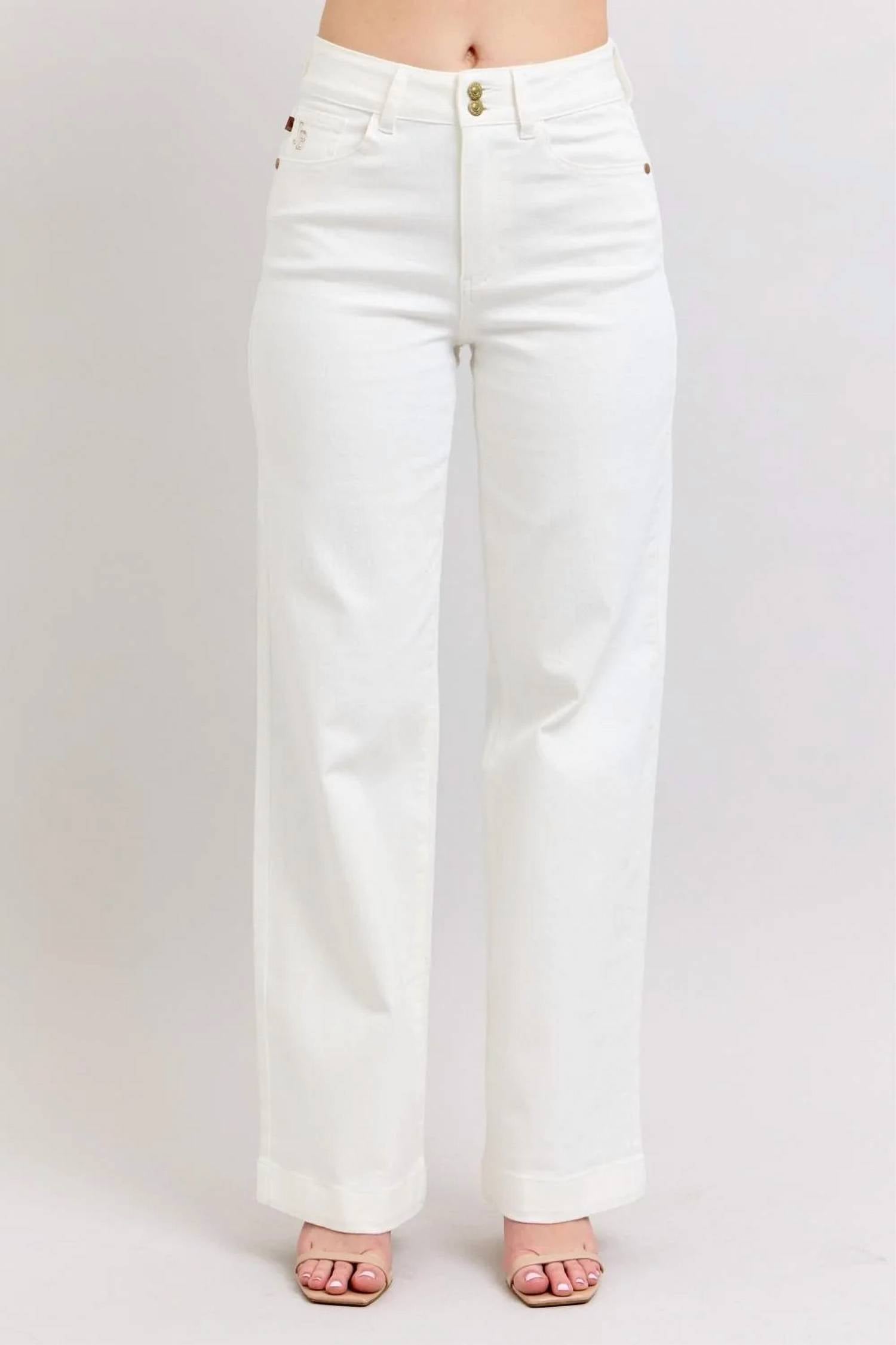 Judy Blue - High Waist Double Button Waistband & Coin Pocket Embroidery Jeans