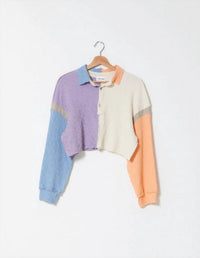 Atelier Delphine Patchwork Rugby Shirt in beach and sun - women's long sleeve top - view 4