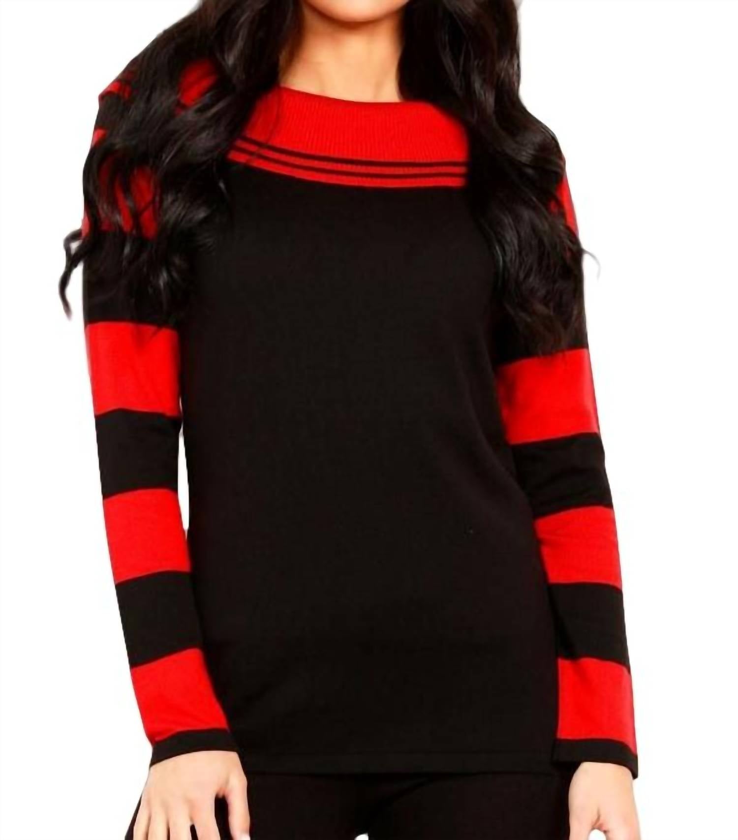 Stripe Cowl Neck Sweater