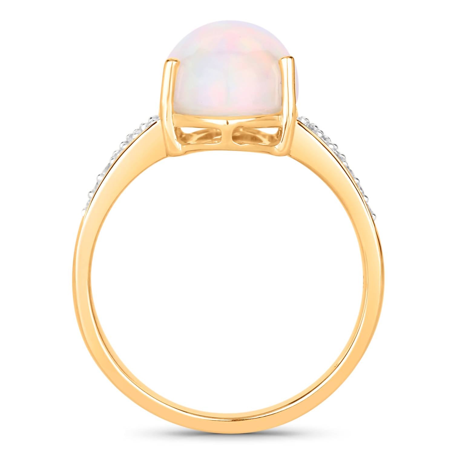 Diana M Jewels Women's Oval Natural Ethiopian Opal Fashion Ring (4.95 Ct) - Statement in 14k yellow gold - women's jewelry - detail view