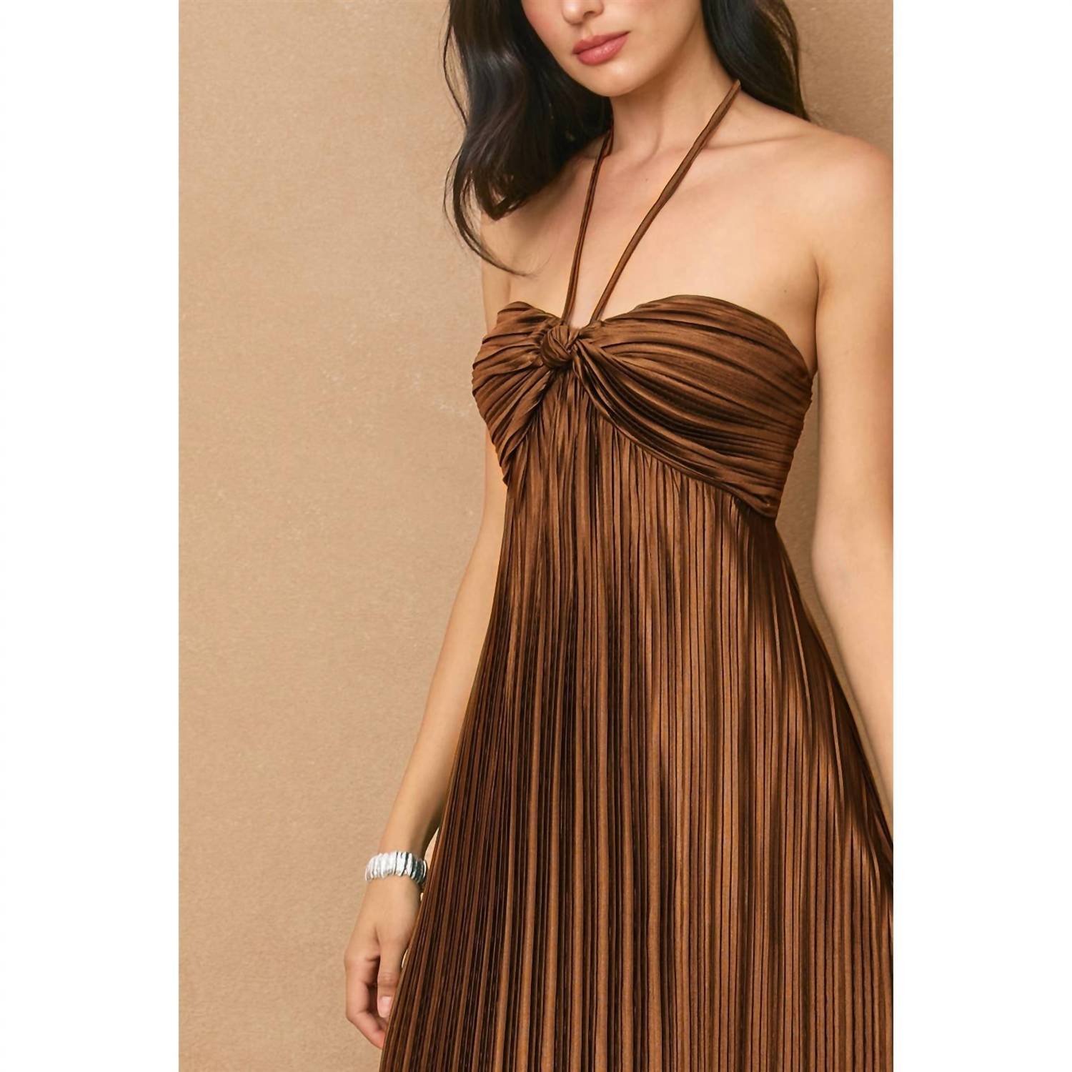 Dress Forum - Pleated Halter Neck Maxi Dress