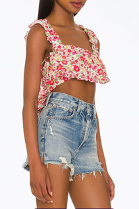 AUDEN COTTON-POPLIN CROPPED TOP