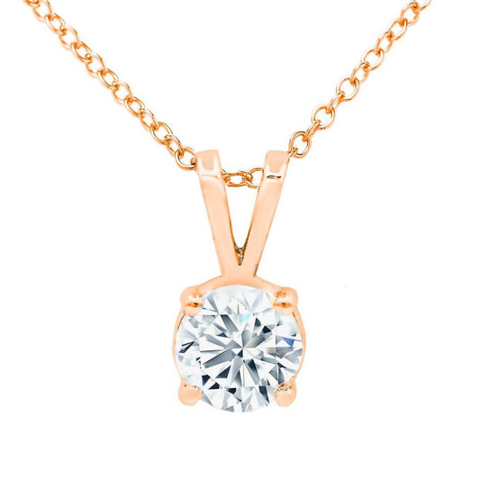 Diana M Jewels - 14kt 1.00 Ct Lab Grown Diamond Solitaire Pendant Necklace With 16" Chain