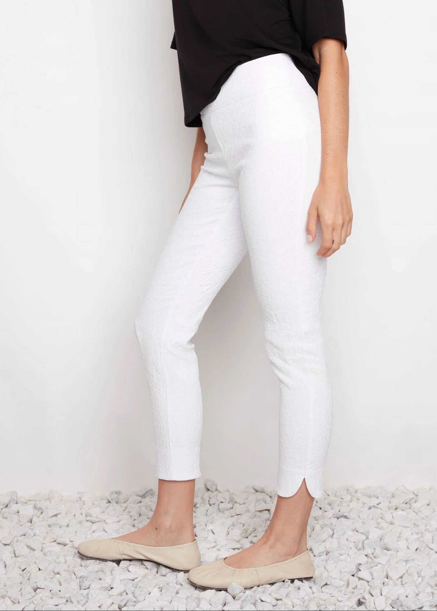 Up! - Loom Textured Petal Slit Ankle Pant