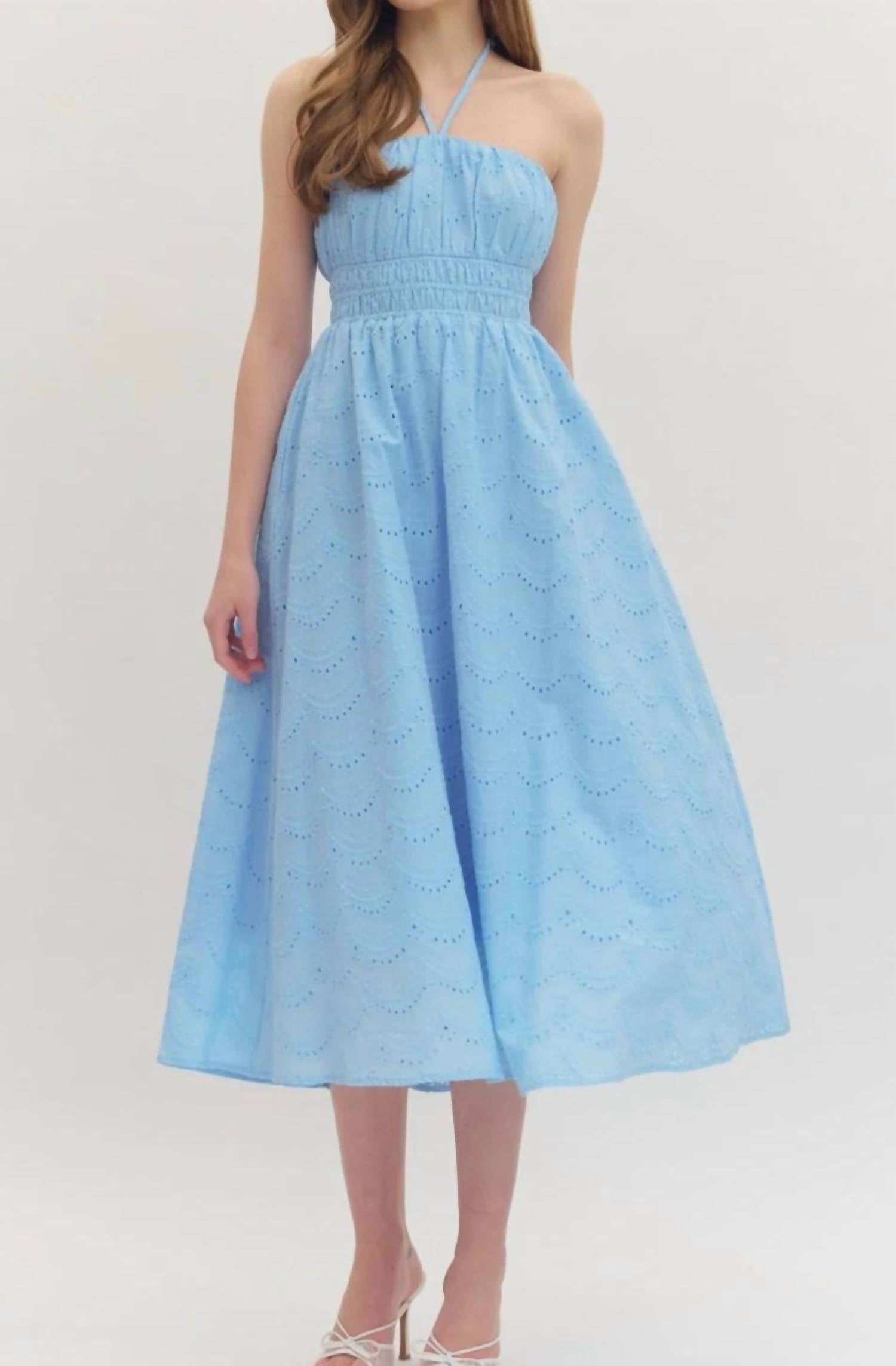 Entro - Women's Anneliese Eyelet Halter Midi Dress